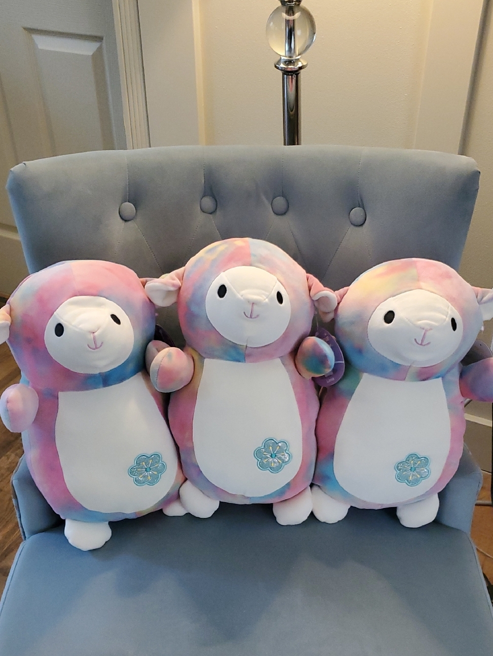 Squishmallows Pastel Tie-Dye Pink Blue Purple Plush Lamb Trio